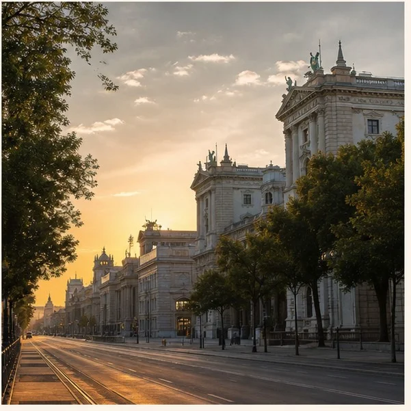 Schönbrunn Palace and gardens under soft golden light
