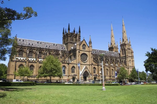 St Mary's Cathedral was built in stages, with its spires completed in 2000.