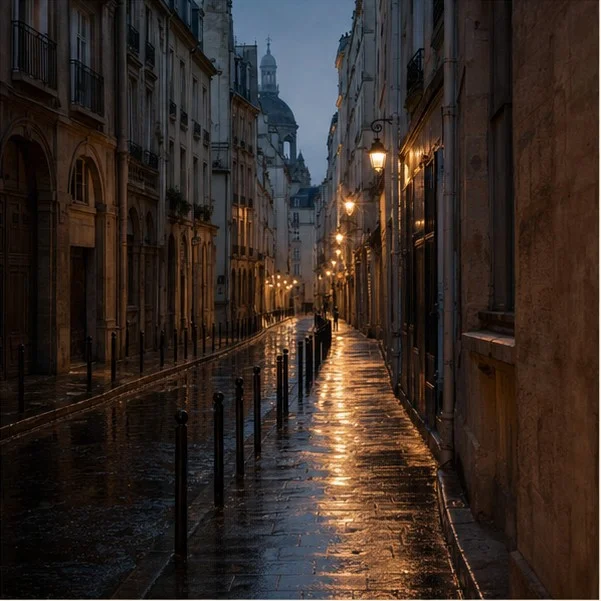 A candlelit image of Sainte Geneviève overlooking medieval Paris