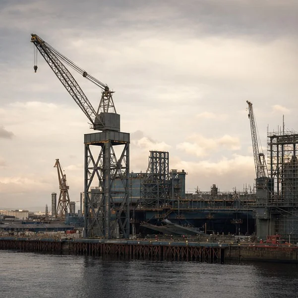 Clyde shipyards alive with cranes, sparks and workers